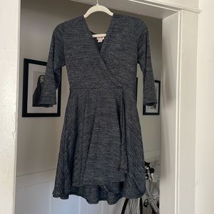 Grey and Black 3/4 sleeve knee length dress